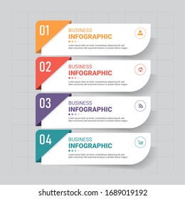Infographics template 4 options with rectangle banner, can be used for workflow layout, diagram, website, corporate report, advertising, marketing. vector illustration.
