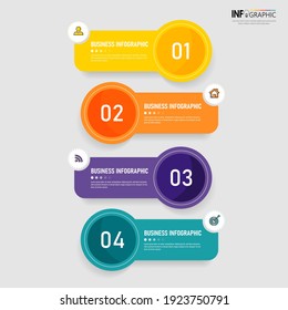Infographics template 4 options with rectangle banner, can be used for workflow layout, diagram, website, corporate report, advertising, marketing. vector illustration.
