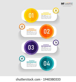 Infographics template 4 options with rectangle banner, can be used for workflow layout, diagram, website, corporate report, advertising, marketing. vector illustration.