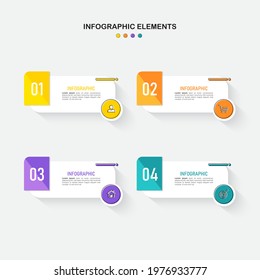 Infographics template 4 options with rectangle banner, can be used for workflow layout, diagram, website, corporate report, advertising, marketing. vector illustration.