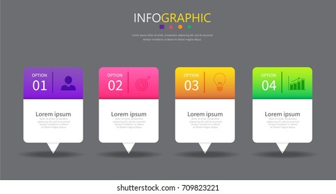 infographics template with 4 options,can be used for workflow layout, diagram, website,corporate report,advertising, marketing.vector.