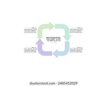 Infographics template, 4 process arrows line infographic to success. Vector illustration.