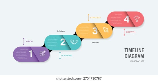 Plantilla de infografías con 4 pasos u opción.