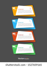 Infographics template with 4 steps, can be used for workflow layout, diagram, website, corporate report, advertising, marketing. vector illustration. Eps 10