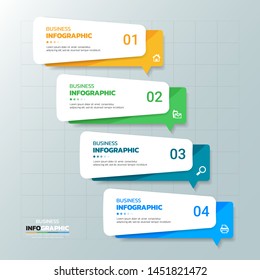 Infographics template 4 steps with rectangle banner.