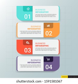 Infographics template 4 steps with rectangle banner.
