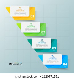 Infographics template 4 steps with rectangle banner.