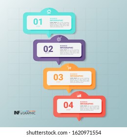 Infographics template 4 steps with rectangle banner.