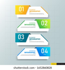 Infographics template 4 steps with rectangle banner.