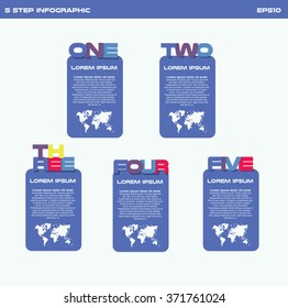  Infographics template with 5 steps, 5 options. For infographic, banner, poster, web design, brochure, presentation. Vector illustration