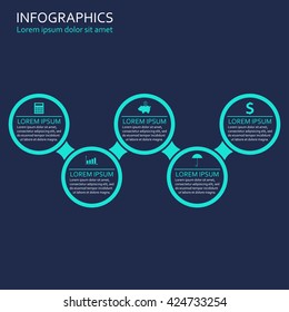 Infographics template with 5 steps, options or levels. Step by step infographics. Vector illustration.
