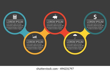 Infographics template with 5 steps, options, stages or levels. Vector illustration.