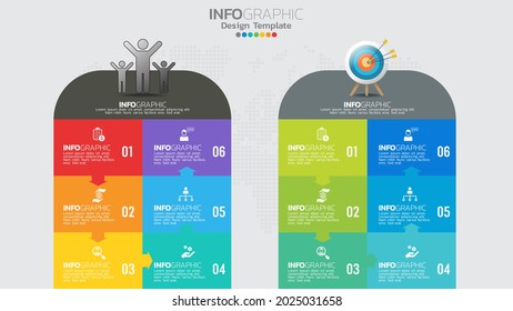 Infografik-Vorlage mit 6 Elementen Workflow-Diagramm.