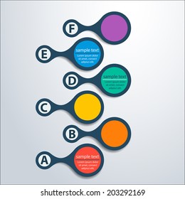 Infographics template for 6 steps. Illustration can be used for workflow layout, diagram, number options, step up options, web design, infographics, presentations.