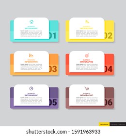 Infographics template 6 steps with rectangle banner.