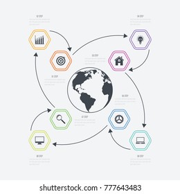 Infographics template 8 options. Data and information visualization. Dynamic infographics stylish geometric. element for design business invitations, gift cards, flyers and brochures