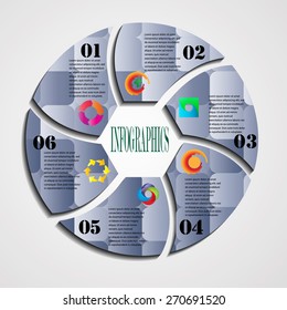 Infographics Template. Abstract Circle Vector Background. Concept for Business, Diagram, Graph, Presentation, Chart, Technology Processes.