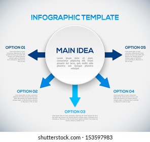 Infographics template with arrows and 3D circle. Different Way Infographics