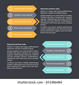 Infographics template with arrows. 5 steps and parts for your business presentations. Can be used for web, diagram, graph, workflow layout, chart, report, numbered banner.