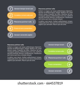 Infographics template with arrows. 5 steps and parts for your business presentations. Can be used for web, diagram, graph, workflow layout, chart, report, numbered banner.