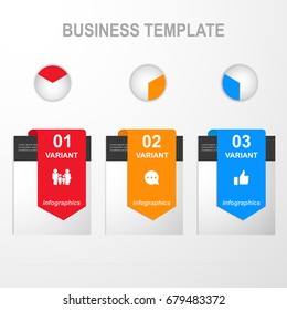 Infographics template with arrows, flowchart, workflow or process infographics, vector eps10 illustration, 3 options, variant. Vector illustration
