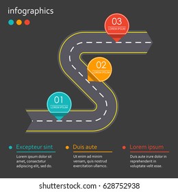 Infographics Template Asphalt Road Shape Arrow Stock Vector (Royalty ...