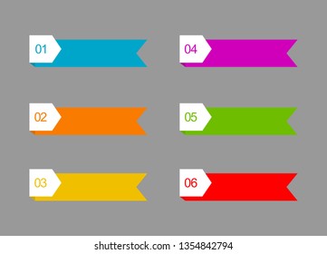infographics template. banners with different colors for business and marketing presentation. steps or processes. text box isolated on gray background. vector illustration.