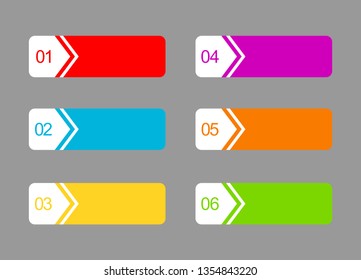 infographics template. banners with different colors for business and marketing presentation. steps or processes. text box isolated on gray background. vector illustration.