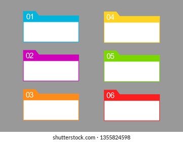 infographics template. banners with different colors for business and marketing presentation. steps or processes. text box isolated on gray background. vector illustration.