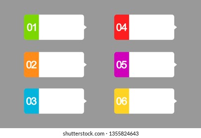 infographics template. banners with different colors for business and marketing presentation. steps or processes. text box isolated on gray background. vector illustration.