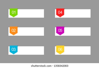 infographics template. banners with different colors for business and marketing presentation. steps or processes. text box isolated on gray background. vector illustration.