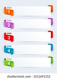 Infographics template for brochure or web presentation - 5 steps horizontal information banner with different colors for each step