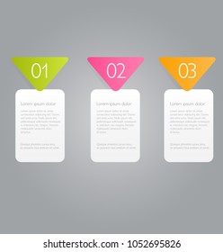 Infographics template. Business banner design for flyer, brochure, report, presentation, book, magazine, education.  Vector illustration. Green, pink, grey, and orange color.