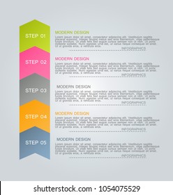 Infographics template. Business banner design for flyer, brochure, report, presentation, book, magazine, education.  Vector illustration. Green, pink, grey, and orange color.