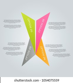 Infographics template. Business banner design for flyer, brochure, report, presentation, book, magazine, education.  Vector illustration. Green, pink, grey, and orange color.