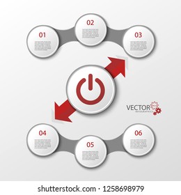 Infographics. Template for business project presentation. Chart with six development options. Vector illustration.