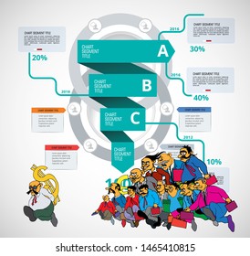 Plantilla de infografía con carácter de dibujos animados, vector