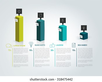 Infographics template. Color arrows with text fields. Simply vector design.