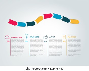 Infographics template. Color arrows with text fields. Simply vector design.