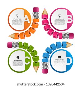 Infographics template with colored pencil. Infographics for business presentations or information banner.