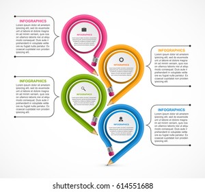 Infographics template with colored pencil. Infographics for business presentations or information banner