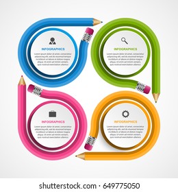 Infographics template with colored pencil. Infographics for business presentations or information banner.