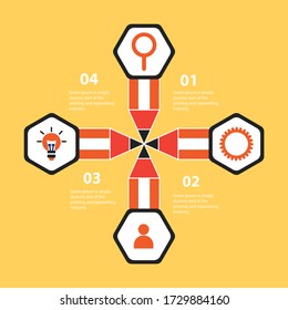 Infographics template with colored pencil in the form of ribbons