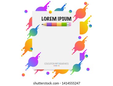 infographics template with colored pencil.paper background Vector illustration.
