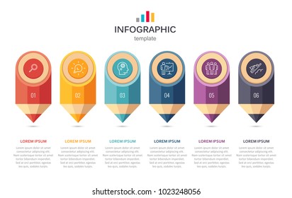 Infographics template with colored Pencils