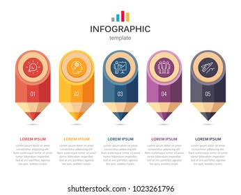 Infographics template with colored Pencils