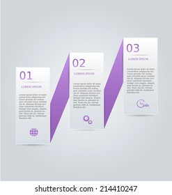 Infographics template design for presentation, infochart, web banner, business, brochure, button. Editable vector illustration. Purple color.