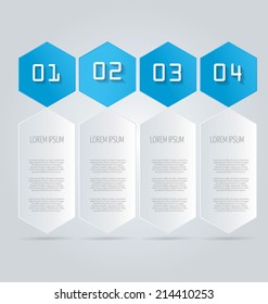 Infographics template design for presentation, infochart, web banner, business, brochure, button. Editable vector illustration. Blue color.