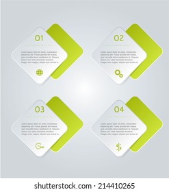 Infographics template design for presentation, infochart, web banner, business, brochure, button. Editable vector illustration. Green color.