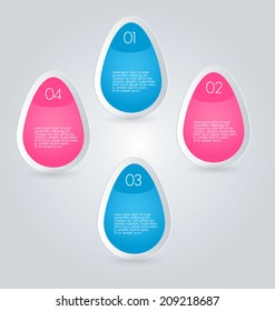 Infographics template design for website banners, business, brochure. Editable vector illustration. Drop style. Pink and blue.